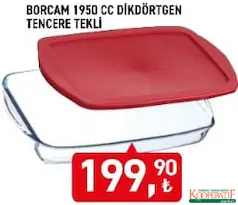 PAŞABAHÇE BORCAM 1950 CC DİKDÖRTGEN TENCERE TEKLİ fiyat ve kampanya bilgisi